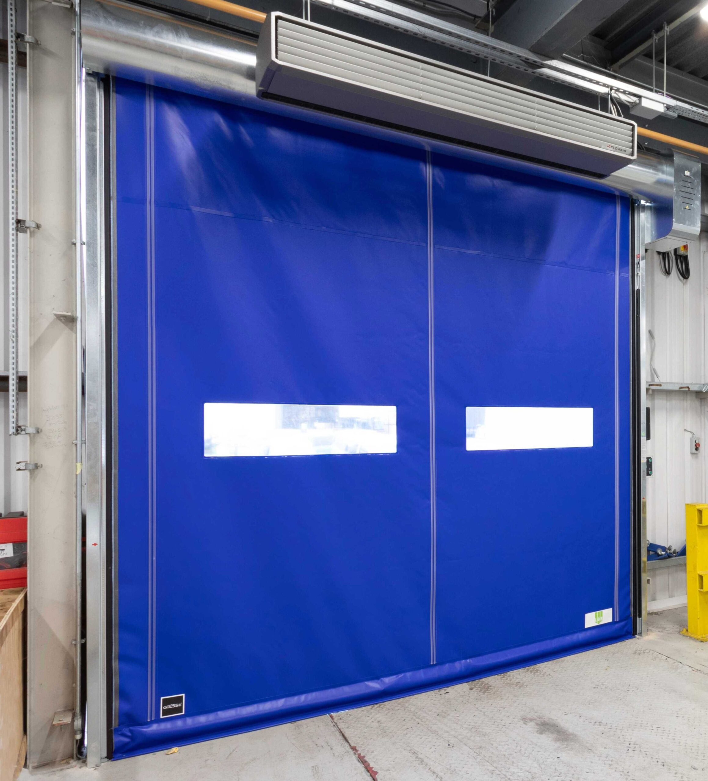 GS high speed door in blue PVC vinyl