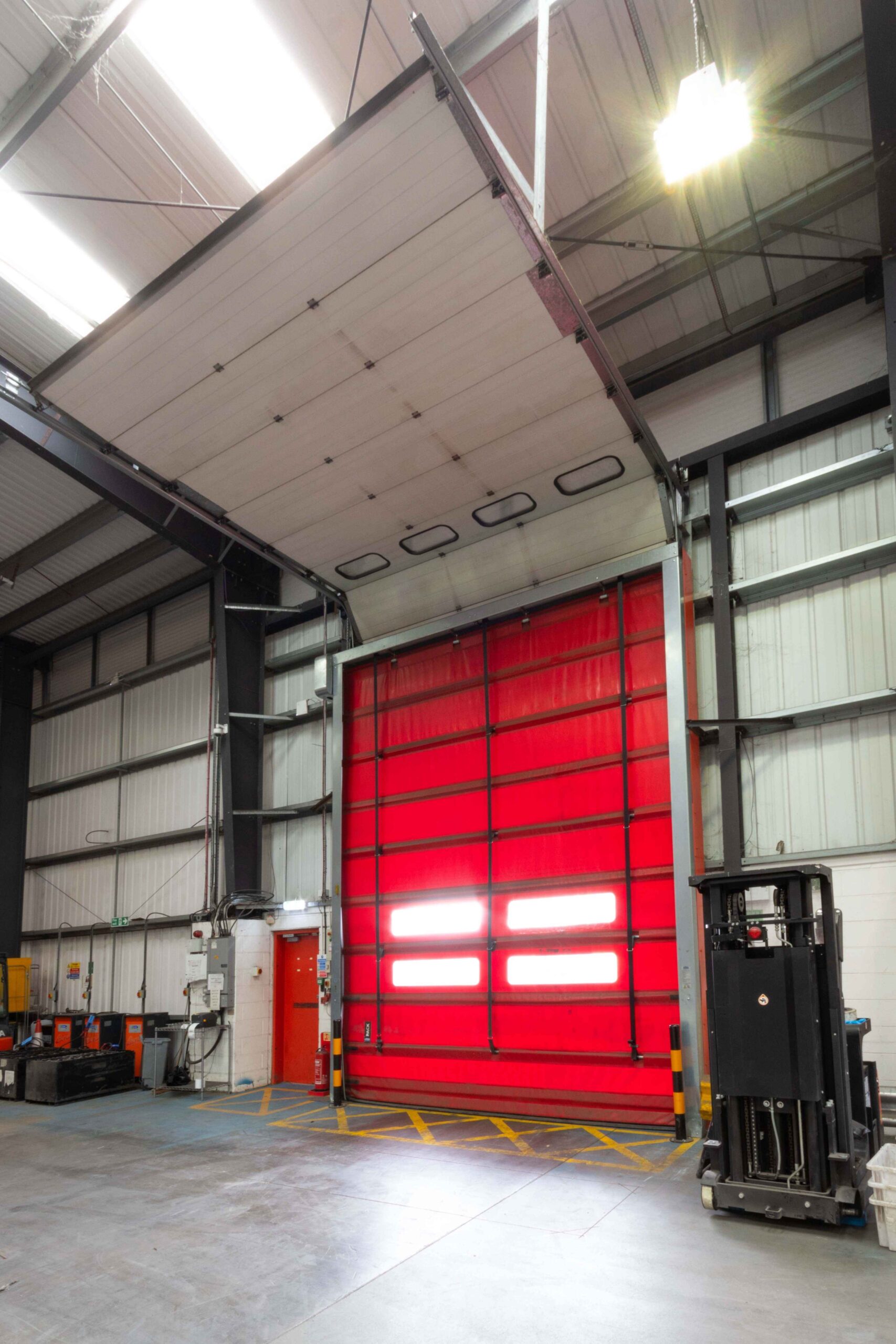 Industrial folding warehouse door at a distribution centre